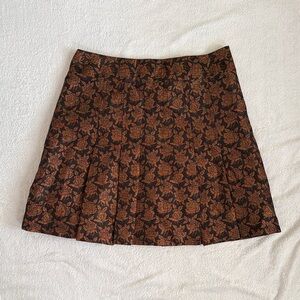 Context Brown and Gold A-Line Skirt